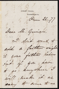 Letter from Ellen Dana Conway, Hammersmith, [England], to William Lloyd Garrison, 26 June. [18]77