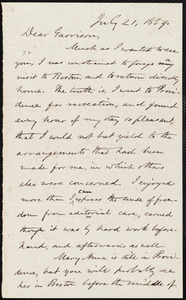 Letter from Oliver Johnson, [Place of publication not identified], to William Lloyd Garrison, July 21, 1859