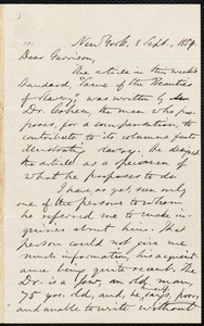 Letter from Oliver Johnson, New York, [N.Y.], to William Lloyd Garrison, 8 Sept[ember], 1859
