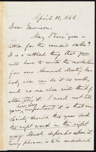 Letter from Oliver Johnson, [Place of publication not identified], to William Lloyd Garrison, April 10, 1862