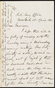 Letter from Oliver Johnson, New York, [N.Y.], to William Lloyd Garrison, 25 April, 1862
