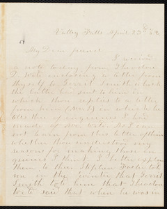Letter from Ezra B. Chase, Valley Falls, [N.Y.], to William Lloyd Garrison, April 23rd [18]62