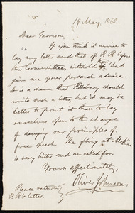 Letter from Oliver Johnson, [New York, N.Y.], to William Lloyd Garrison, 19 May, 1862