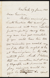 Letter from Oliver Johnson, New York, [N.Y.], to William Lloyd Garrison, 27 June, 1862
