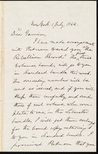 Letter from Oliver Johnson, New York, [N.Y.], to William Lloyd Garrison, 1 July, 1862