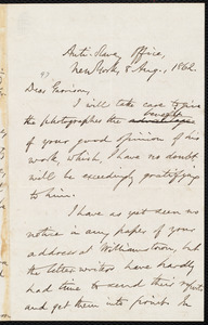 Letter from Oliver Johnson, New York, [N.Y.], to William Lloyd Garrison, 8 Aug[ust], 1862