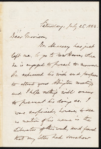 Letter from Oliver Johnson, to William Lloyd Garrison, July 25, 1863