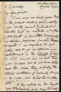Letter from Harriet Martineau, Ambleside, [U.K.], to William Lloyd Garrison, August 24 / [18]63