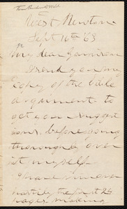 Letter from Theodore Dwight Weld, West Newton, [Mass.], to William Lloyd Garrison, Sept[ember] 16th [18]63