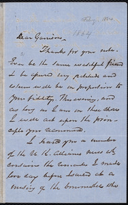Letter from George Thompson, [Boston, Mass.], to William Lloyd Garrison, [February, 1864]