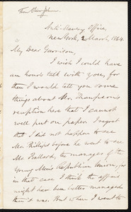 Letter from Oliver Johnson, New York, [N.Y.], to William Lloyd Garrison, 2 March, 1864
