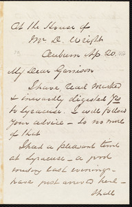Letter from George Thompson, Auburn, [N.Y.], to William Lloyd Garrison, Ap[ril] 20 [1864]