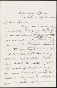 Letter from Oliver Johnson, New York, [N.Y.], to William Lloyd Garrison, 23 April, 1864