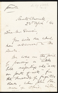 Letter from Charles Sumner, [Washington, D.C.], to William Lloyd Garrison, 23 April [18]64