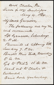 Letter from George Thompson, West Chester, Pa, to William Lloyd Garrison, May 4. 1864