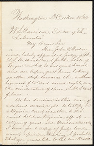 Letter from John Pierpont, Washington, D.C., to William Lloyd Garrison, 11 Nov[ember] 1864