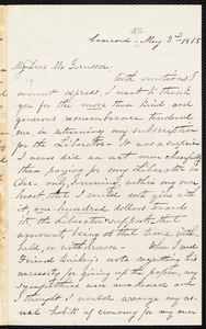 Letter from Sarah H. Pillsbury, Concord, [Mass.], to William Lloyd Garrison, May 3rd 1865