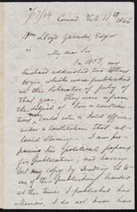 Letter from Mary Tyler Peabody Mann, Concord, [Mass.], to William Lloyd Garrison, Feb[ruary] 11th 1866