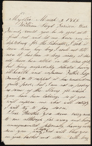 Letter from Timothy Whipple, Mystic, [Conn.], to William Lloyd Garrison, March 9, 1866
