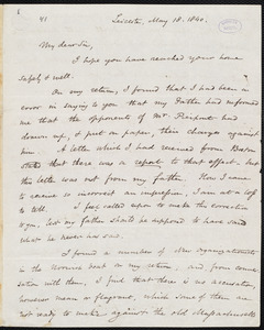 Letter from Samuel May, Jr., Leicester, to Francis Jackson, May 18, 1840