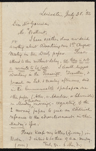 Letter from Samuel May, Jr., Leicester, to William Lloyd Garrison and Robert Folger Wallcut, July 28, [18]54