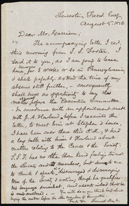 Letter from Samuel May, Jr., Leicester, to William Lloyd Garrison, Tuesd. Eveg. August 5, 1856