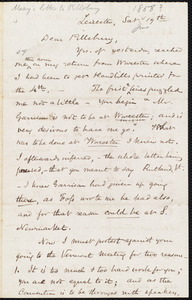 Letter from Samuel May, Jr., Leicester [Mass.], to Parker Pillsbury, Sat., [June] 19th, [1858]