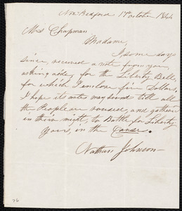 Letter from Nathan Johnson, New Bedford [Mass.], to Maria Weston Chapman, 14th October 1844