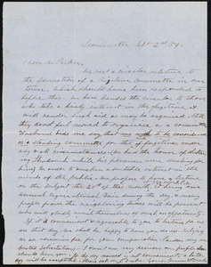 Letter from Frances H. Drake, Leominster [Mass.], to Theodore Parker, Sept. 2nd / [18]54
