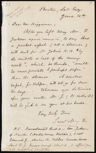 Letter from Samuel May, Jr., Boston, to Thomas Wentworth Higginson, Sat. Evg, June 10th, [1854]