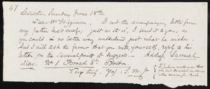 Letter from Samuel May, Jr., Leister [Mass.], to Thomas Wentworth Higginson, Sunday June 18th, [1854]