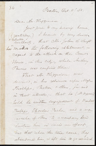 Letter from Samuel May, Jr., Boston, to Thomas Wentworth Higginson, Oct. 11 / [18]58