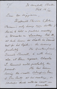 Letter from Samuel May, Jr., 21 Cornhill, Boston [Mass.], to William Lloyd Garrison, Feb. 16 / [18]60