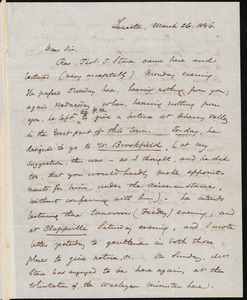 Letter from Samuel May, Jr., Leicester, to Loring Moody, March 26, 1846