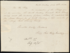 Letter from South Reading Female Anti-Slavery Society, South Reading, to Samuel Joseph May, June 17th 1836