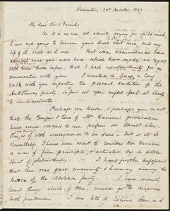 Letter from Samuel May, Jr., Leicester, to Samuel Joseph May, 22d October, 1837
