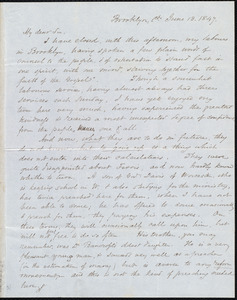 Letter from Samuel May, Jr., Brooklyn, CT, to Samuel Joseph May, June 13, 1847