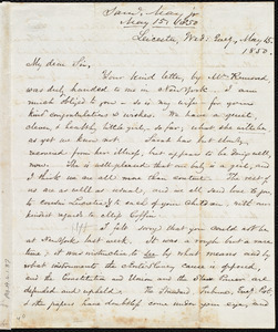 Letter from Samuel May, Jr., Leicester, to Samuel Joseph May, Wed Eveg., May 15, 1850