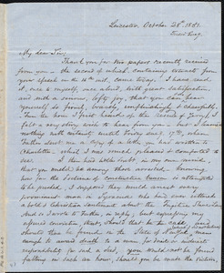 Letter from Samuel May, Jr., Leicester, to Samuel Joseph May, October 28th, 1851, Tuesday