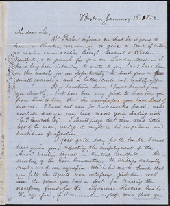 Letter from Samuel May, Jr., Boston, to Samuel Joseph May, January 18, 1852