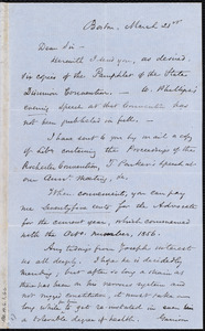 Letter from Samuel May, Jr., Boston, to Samuel Joseph May, Mar 21&26, 1857