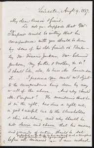 Letter from Samuel May, Jr., Leicester, to Samuel Joseph May, Augt. 9, 1857