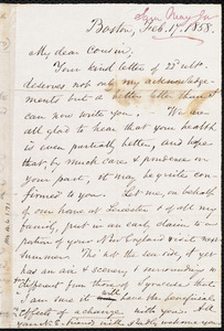 Letter from Samuel May, Jr., Boston, to Samuel Joseph May, Feb. 17, 1858