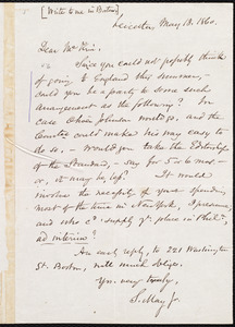Letter from Samuel May, Jr., Leicester [Mass.], to James Miller M'Kim, May 13, 1860