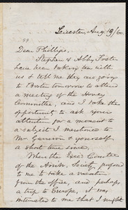 Letter from Samuel May, Jr., Leicester [Mass.], to Wendell Phillips, Aug. 19 / [18]60