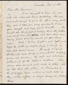 Letter from Samuel May, Jr., Leicester [Mass.], to William Lloyd Garrison, Feb. 17, 1861