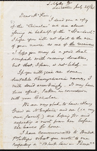 Letter from Samuel May, Jr., Leicester [Mass.], to James Miller M'Kim, July 20, 1861