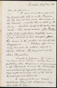 Letter from Samuel May, Jr., Leicester [Mass.], to William Lloyd Garrison, Aug[ust] 29, 1861