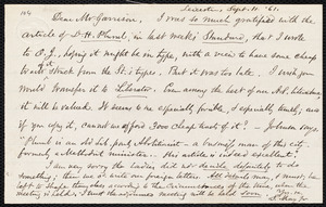 Letter from Samuel May, Jr., Leicester [Mass.], to William Lloyd Garrison, Sept.11, [18]61