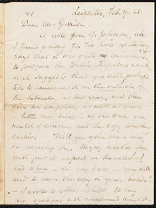 Letter from Samuel May, Jr., Leicester [Mass.], to William Lloyd Garrison, Feb(ruary) 19, [18]65
